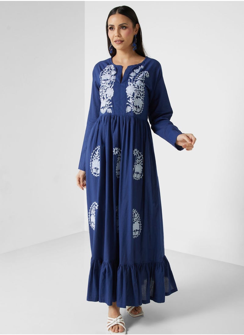 ARABIAN CLOSET - Embroidered Tiered Jalabiya - Image 1