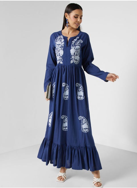 Embroidered Tiered Jalabiya