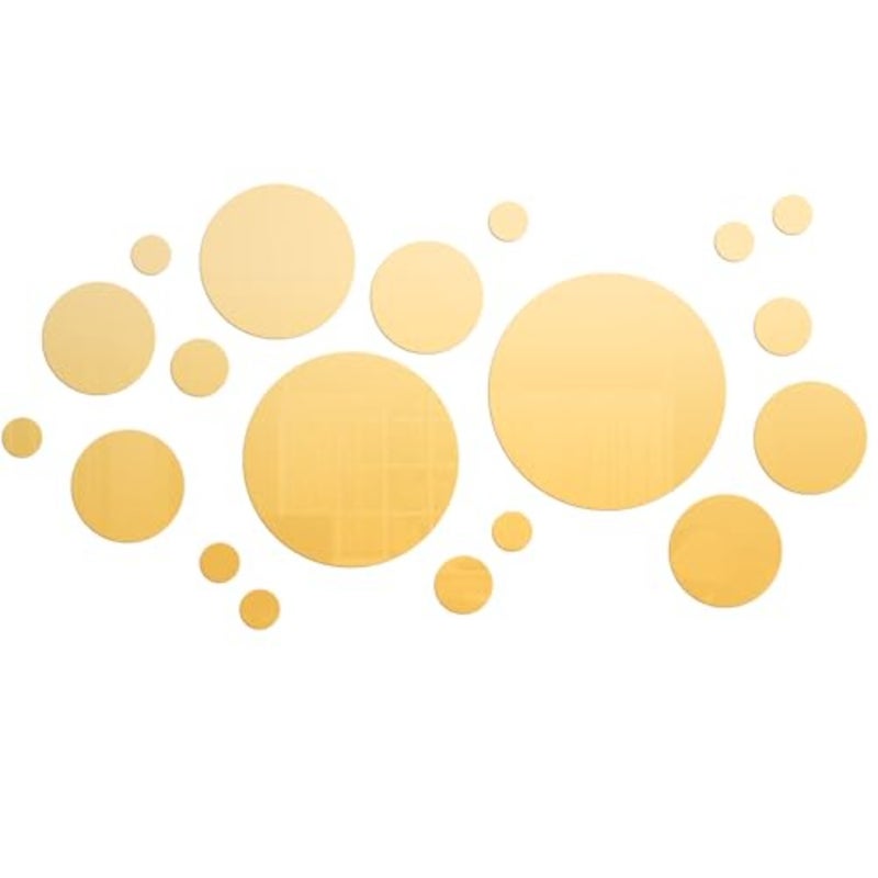 32 Pieces Mirror Wall Stickers Removable Acrylic Setting Adhesive Round Circle Mirror Tiles Decals for Home Living Room Bedroom Decor Gold, Medium Size - Image 1
