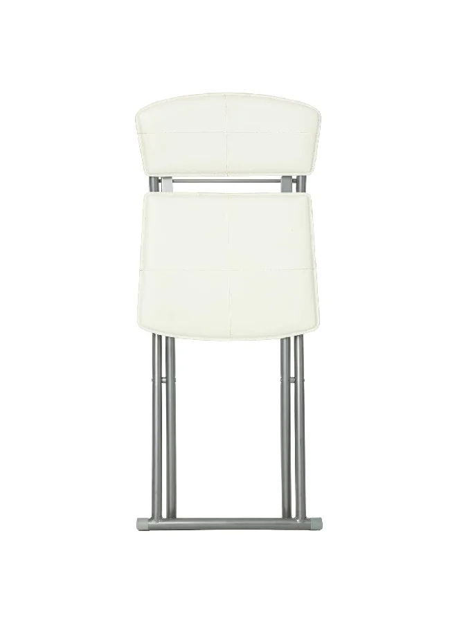 atmosphera Durable High Quality Leather Look Folding Chair White and Silver 83 x 40.5 x 40 cm 114280