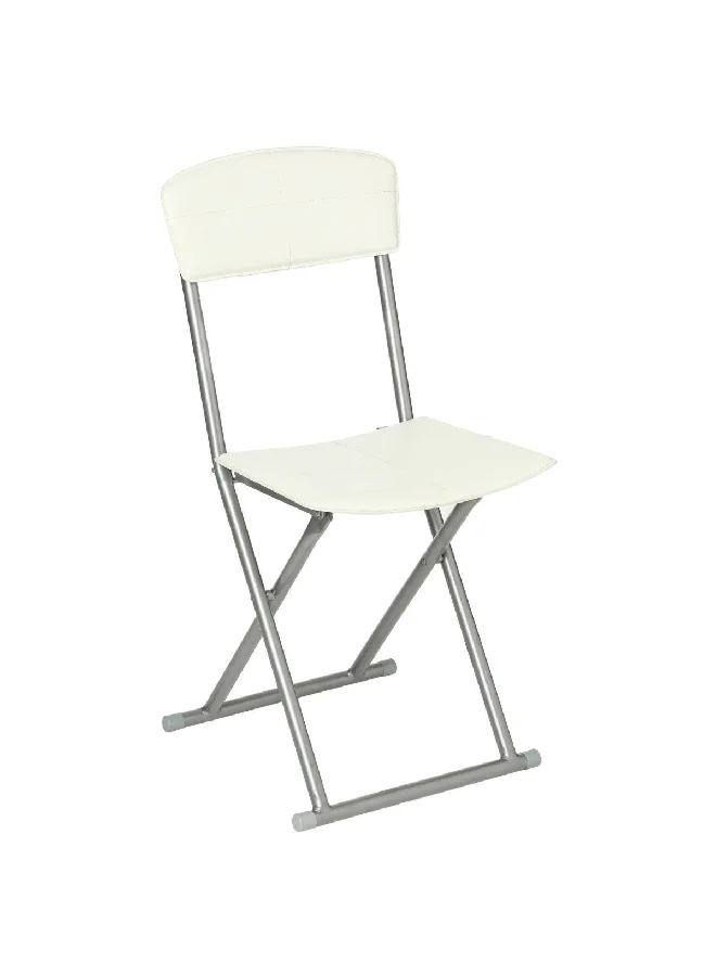 atmosphera Durable High Quality Leather Look Folding Chair White and Silver 83 x 40.5 x 40 cm 114280