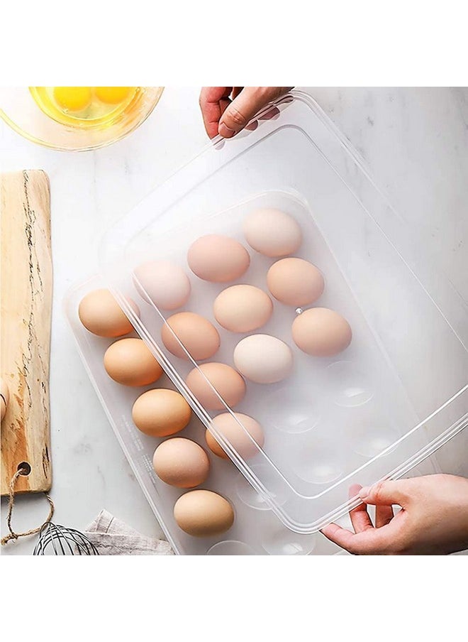 Rylan RYLAN 24 Grid Egg Storage Box Egg Refrigerator Storage Tray, Stackable Plastic Egg Containers for Fridge Kitchen Size of the 24 egg storage box is (31x23x6) Cm  - Image 4