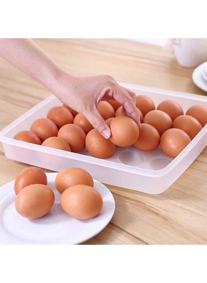 Rylan RYLAN 24 Grid Egg Storage Box Egg Refrigerator Storage Tray, Stackable Plastic Egg Containers for Fridge Kitchen Size of the 24 egg storage box is (31x23x6) Cm  - Image 2