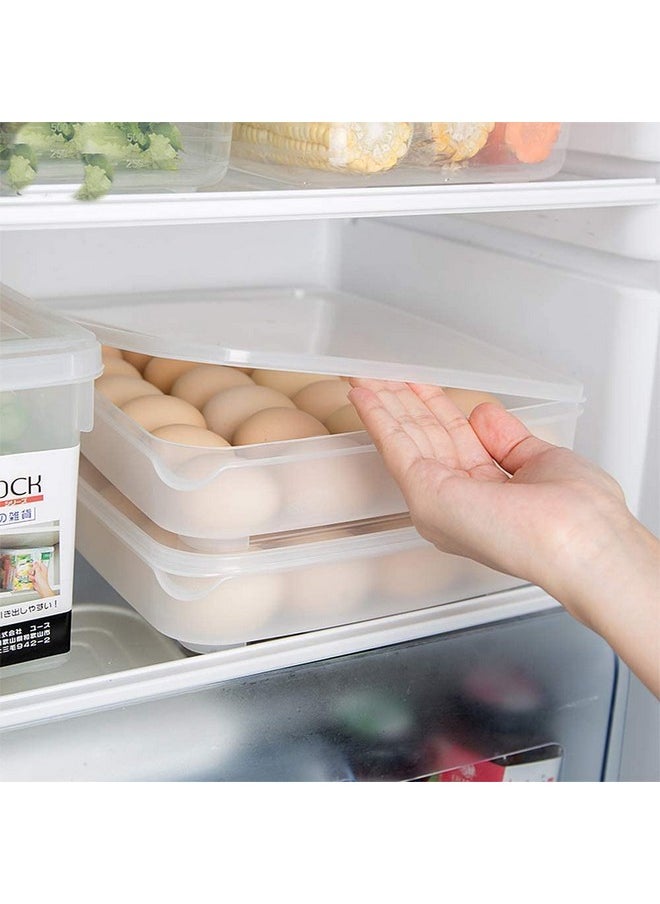 Rylan RYLAN 24 Grid Egg Storage Box Egg Refrigerator Storage Tray, Stackable Plastic Egg Containers for Fridge Kitchen Size of the 24 egg storage box is (31x23x6) Cm  - Image 3