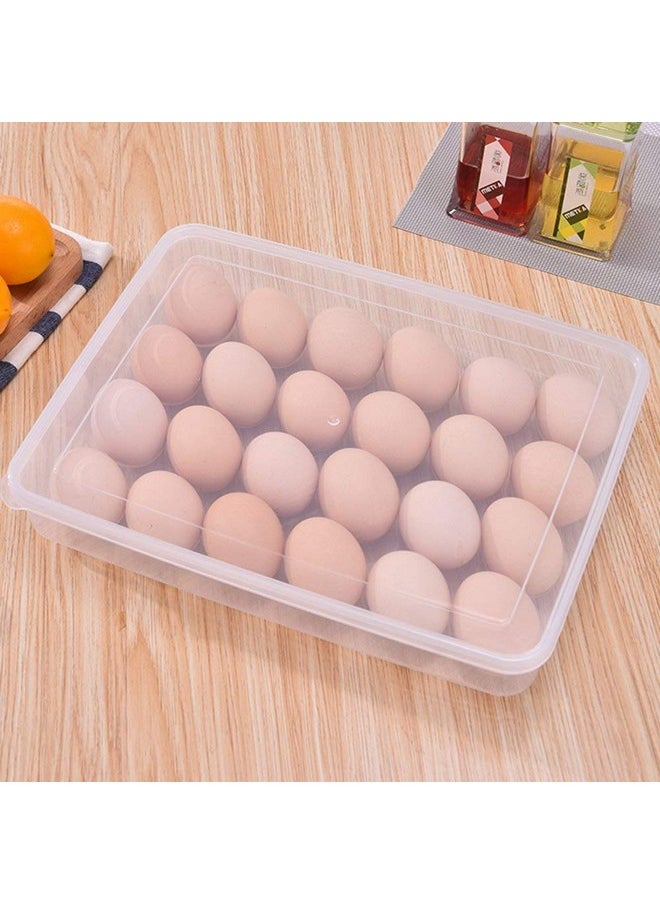 Rylan RYLAN 24 Grid Egg Storage Box Egg Refrigerator Storage Tray, Stackable Plastic Egg Containers for Fridge Kitchen Size of the 24 egg storage box is (31x23x6) Cm  - Image 1