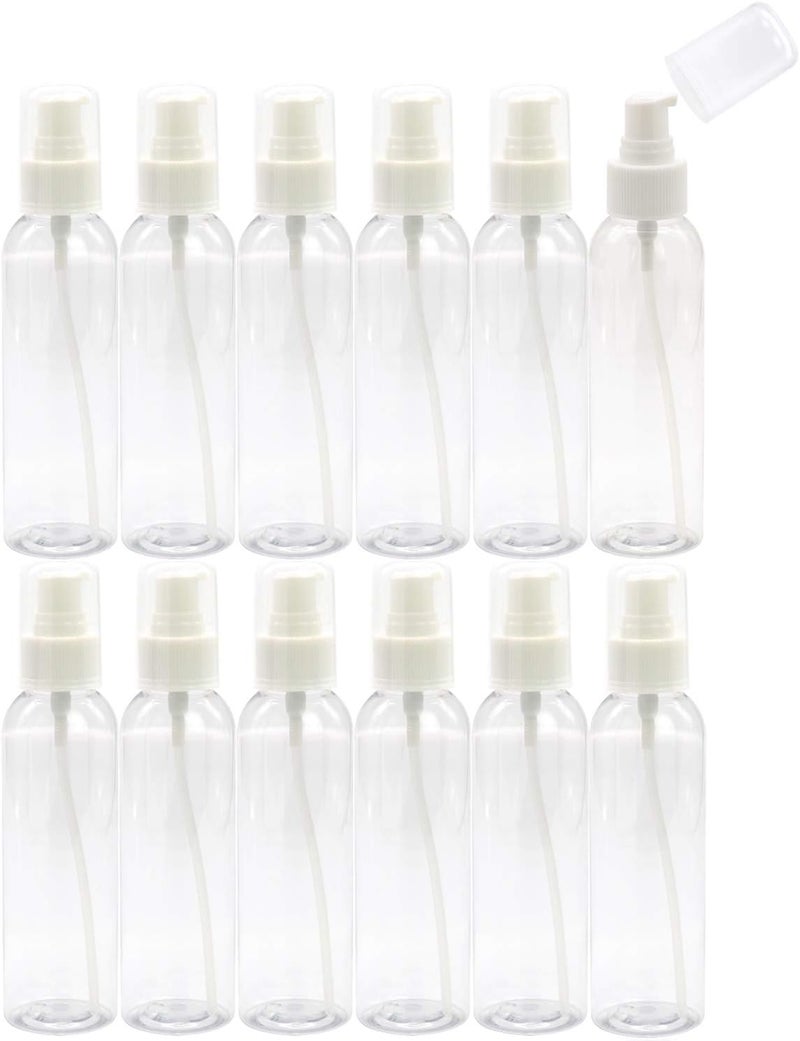 TrendBox 12 Pack Plastic Empty Bottles with Duckbill Pump Cap for Shampoo, Lotions, Liquid Body Soap, Cream (4 oz / 120 ml)