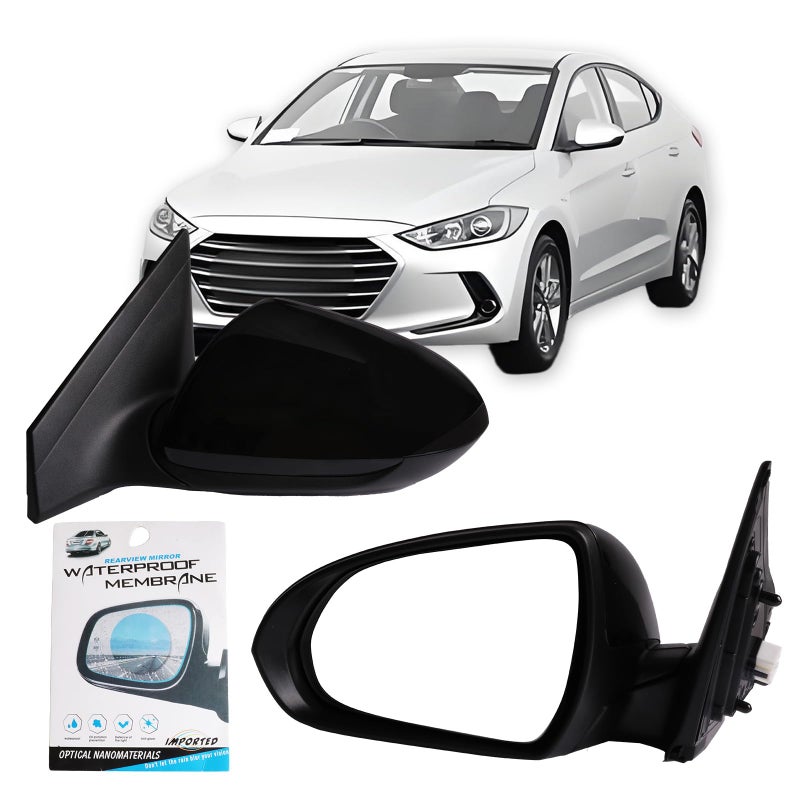 MITZONE Left Side Rear Mirror Assembly Compatible with 2017 2018 2019 2020 Hyundai Elantra Manual folding Power Glass Heated Blind Spot Detection 7Pins Black Outside View Mirror HY1320226 87610F3020