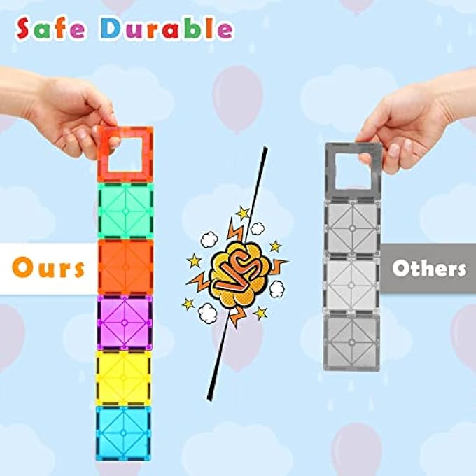 MAGNETIC TILES, MAGNET TOYS BUILDING BLOCKS FOR KIDS, STEM APPROVED EDUCATIONAL TOYS, MAGNET PUZZLES STACKING BLOCKS FOR BOYS GIRLS,55 PCS STARTER SET - Image 5