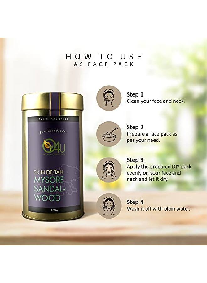 O4U Mysore Sandalwood Powder For De Tan Glowing Skin Oil Control Fades Acne Scars Ageing Marks | Usda Certified 100% Pure Organic | (100G)  - Image 4