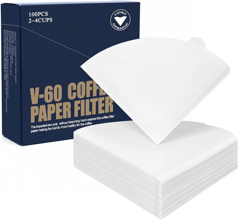 بنتيفار مناديل تصفية قهوة Bentifar V60، 100 منديل قابل للتخلص غير مبيض لاستخدامها مع أجهزة تحضير القهوة بطريقة الصب أو التقطير، الحجم 01 (لـ 1-4 أكواب) - Image 2