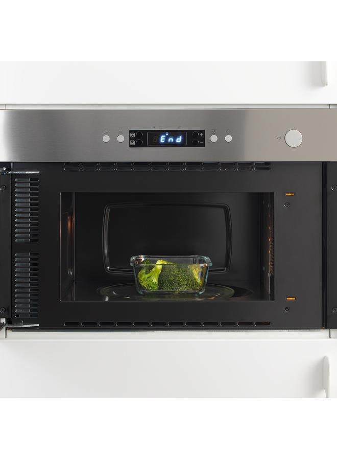 زبون علبة طعام مع غطاء، مربعة من الزجاج/الخيزران، 600 مل - Image 5