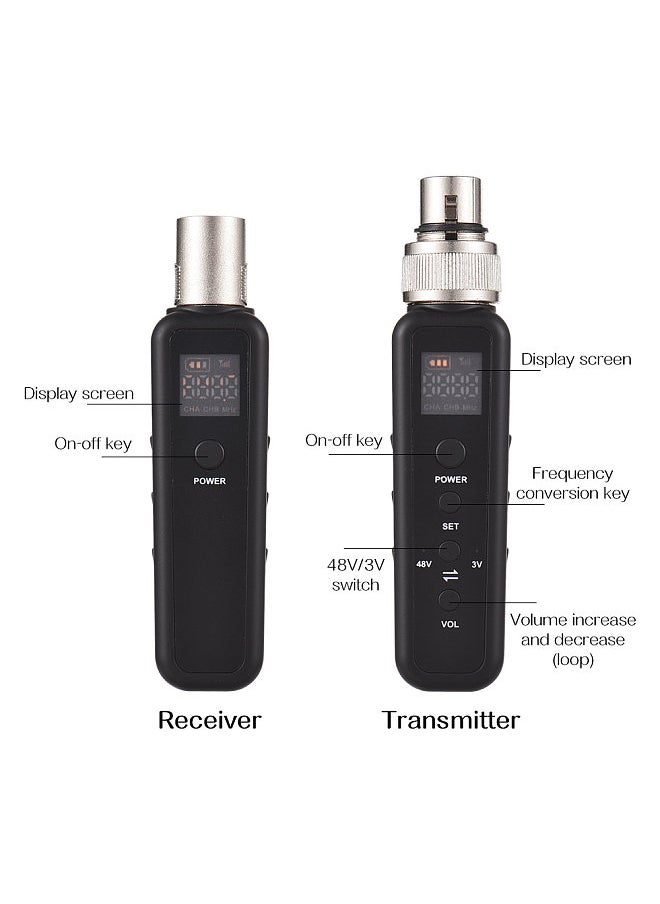 Microphone Wired to Wireless Xlr Transmitter and Receiver UHF Wireless Mic System