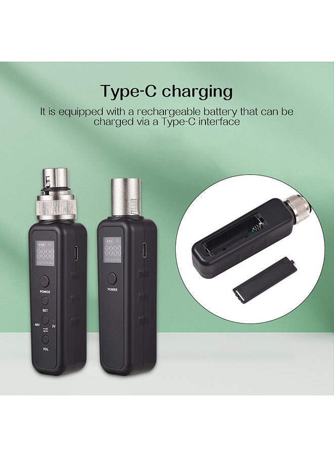 Microphone Wired to Wireless Xlr Transmitter and Receiver UHF Wireless Mic System