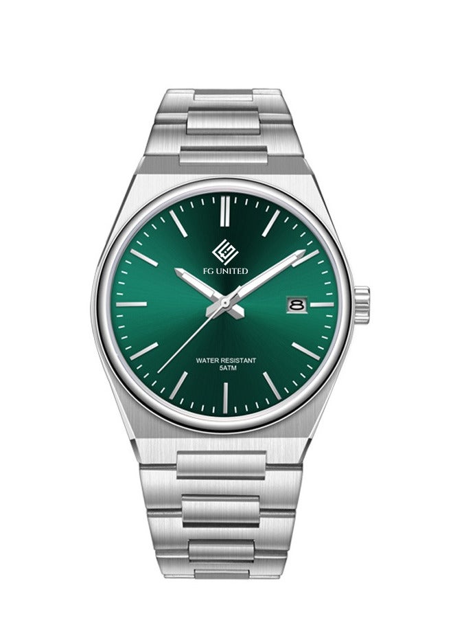 FG UNITED ساعة كواتز فاخرة للرجال بقرص أخضر سماوي 40 مم - FG5002