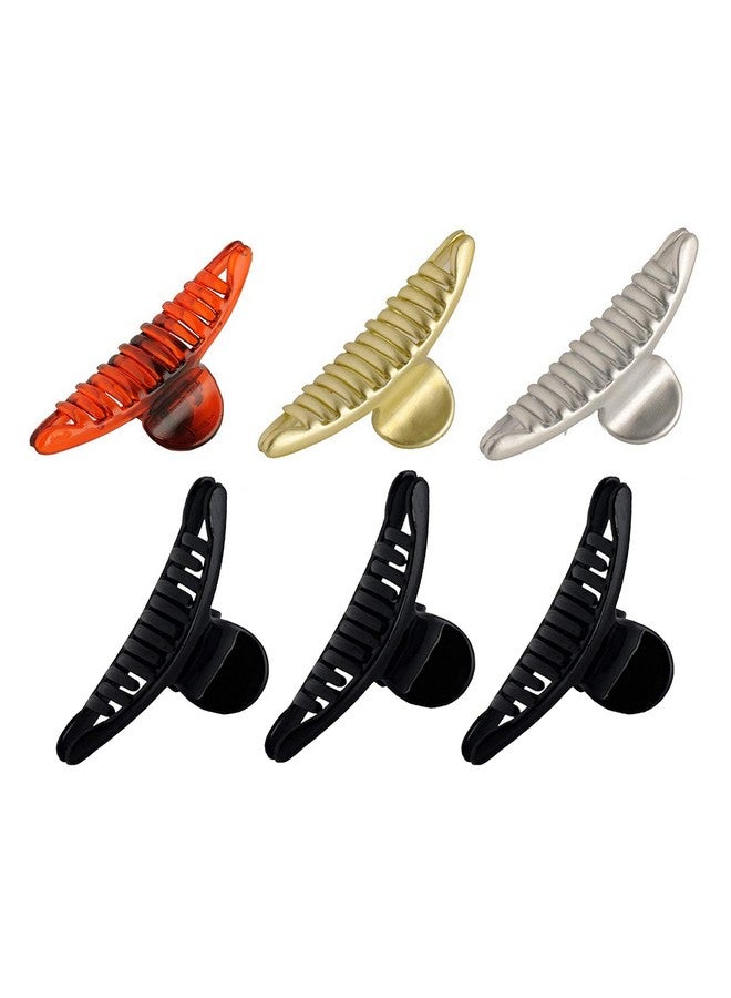 BIRDWARE Glossy Finish Hair Clutch Hair Clip Claw Plastic Imported Acrylic Butterfly Hair Clips | Hair Clutcher for Women & Girls - Medium Size (Pack of 6 Pc, Shell, Black Colour) - Image 1