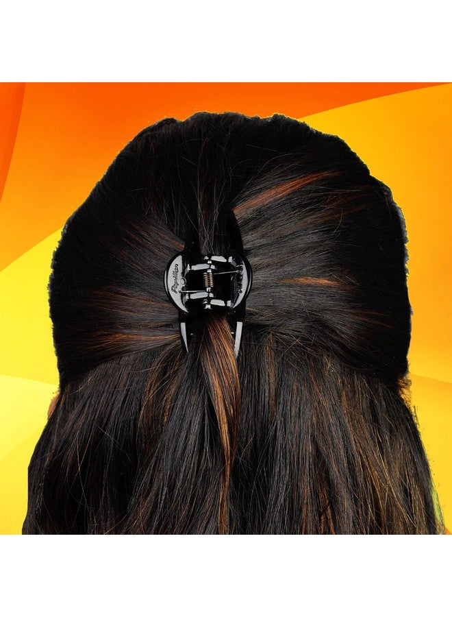 BIRDWARE Glossy Finish Hair Clutch Hair Clip Claw Plastic Imported Acrylic Butterfly Hair Clips | Hair Clutcher for Women & Girls - Medium Size (Pack of 6 Pc, Shell, Black Colour) - Image 5