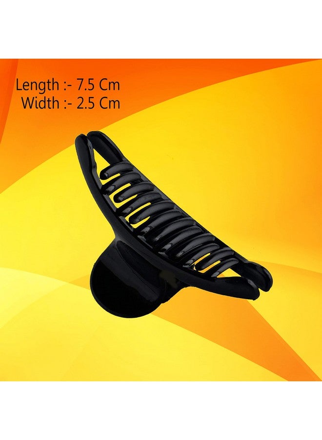 BIRDWARE Glossy Finish Hair Clutch Hair Clip Claw Plastic Imported Acrylic Butterfly Hair Clips | Hair Clutcher for Women & Girls - Medium Size (Pack of 6 Pc, Shell, Black Colour) - Image 3