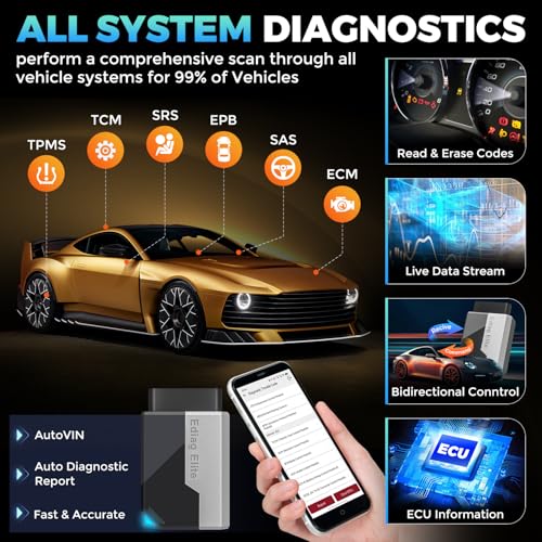 KINGBOLEN Ediag Elite OBD2 Scanner Bluetooth, Bi-Directional Control Scanner All System Diagnostic Tool for iOS & Android, 15+ Hot Reset, CANFD Protocol, FCA AutoAuth, No Subscriptions Lifetime Update - Image 2