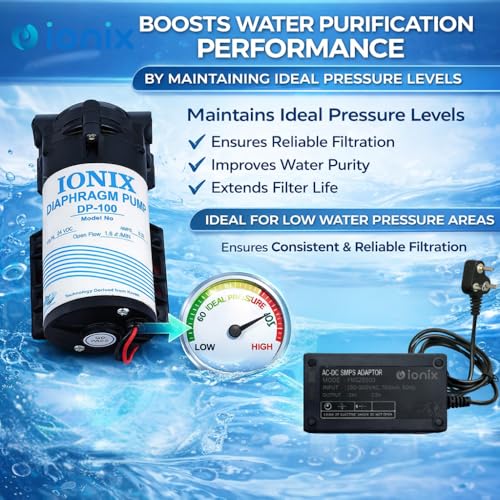 IONIX DP-100 RO Booster Pump 100 GPD & Ro pump supply adapter 24 v Combo, ro Pump 100 GPD, Compatible with All Storage Type RO's, Universal Type combo, 1 Year Warranty (100 GPD Motor And SMPS Combo) - Image 5