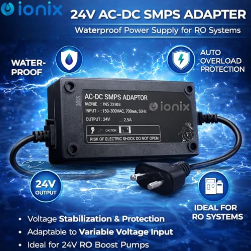 IONIX DP-100 RO Booster Pump 100 GPD & Ro pump supply adapter 24 v Combo, ro Pump 100 GPD, Compatible with All Storage Type RO's, Universal Type combo, 1 Year Warranty (100 GPD Motor And SMPS Combo) - Image 4