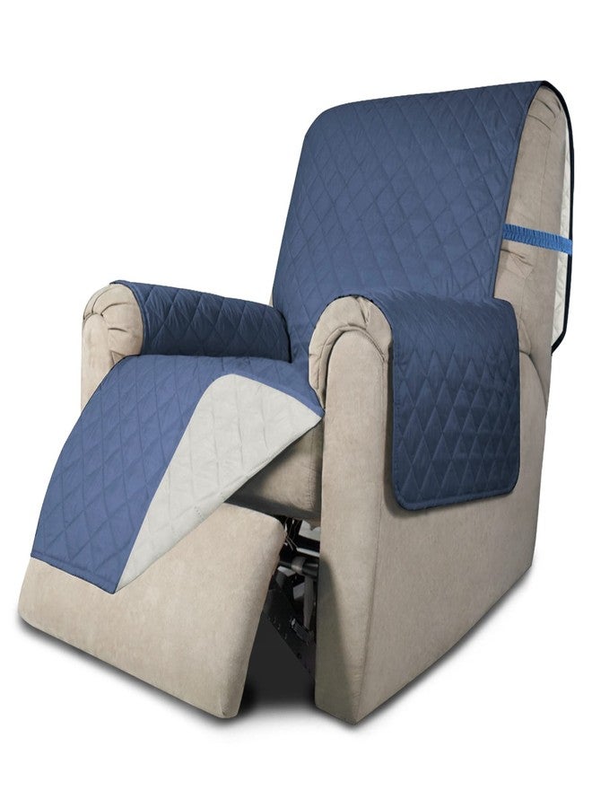 Easy-Going Recliner Chair Covers Reversible Recliner Slipcovers Water Resistant Sofa Cover Couch Cover Furniture Protector with Elastic Straps for Dog Pet (Recliner, Dark Blue/Ivory) - Image 1