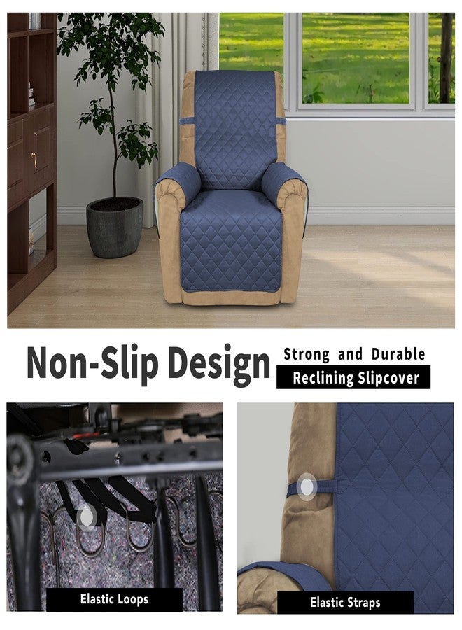 Easy-Going Recliner Chair Covers Reversible Recliner Slipcovers Water Resistant Sofa Cover Couch Cover Furniture Protector with Elastic Straps for Dog Pet (Recliner, Dark Blue/Ivory) - Image 3
