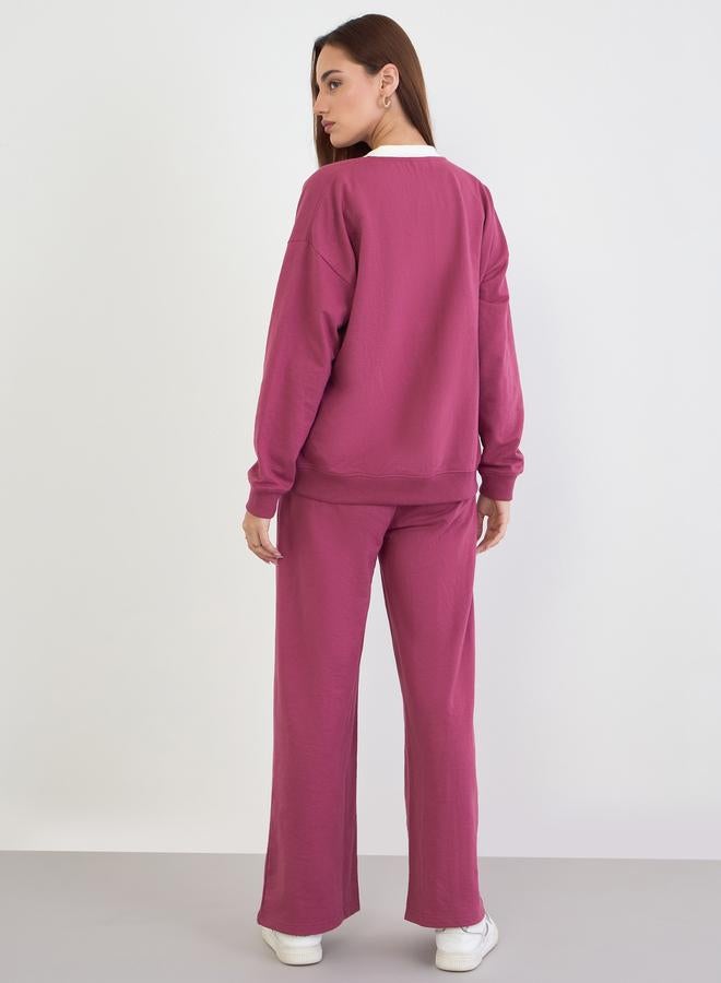 ستايلي طقم سويت شيرت واسع بطول عادي مع جوغر - Image 4