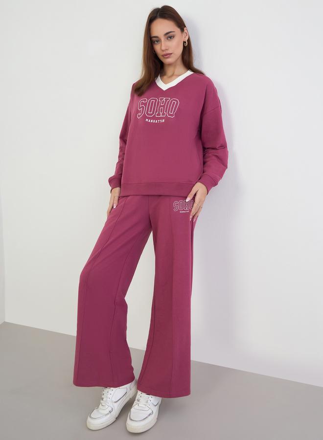 ستايلي طقم سويت شيرت واسع بطول عادي مع جوغر - Image 2