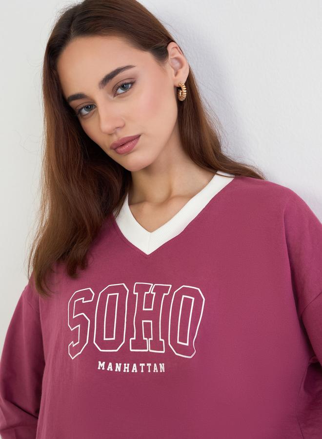 ستايلي طقم سويت شيرت واسع بطول عادي مع جوغر - Image 3