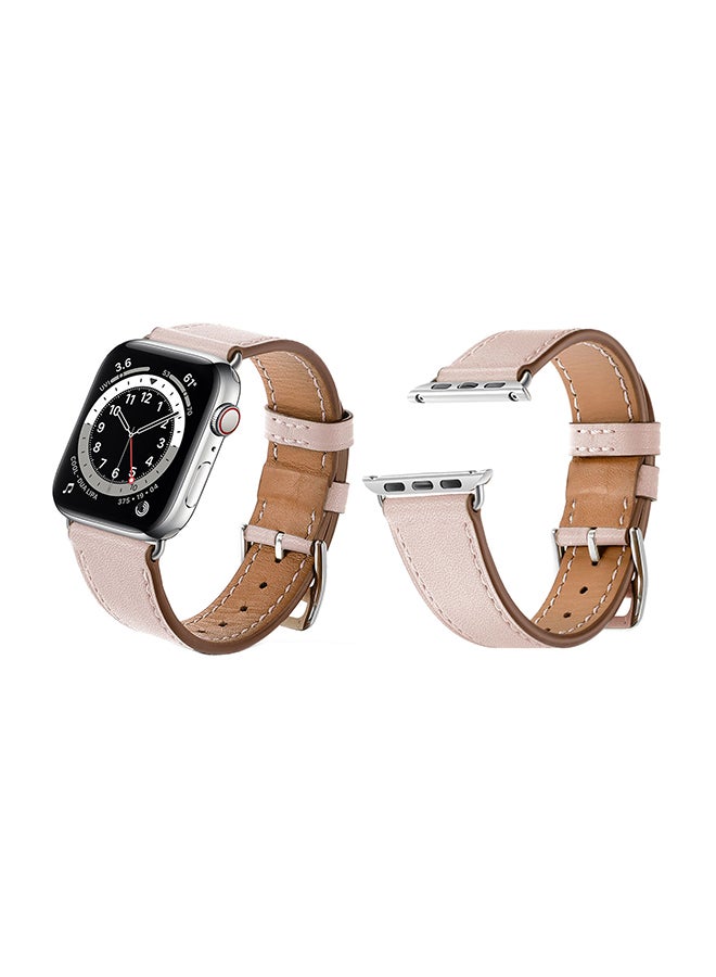 Perfii Genuine Leather Replacement Band For Apple Watch Series 6/SE/5/4/3/2/1 Light Pink