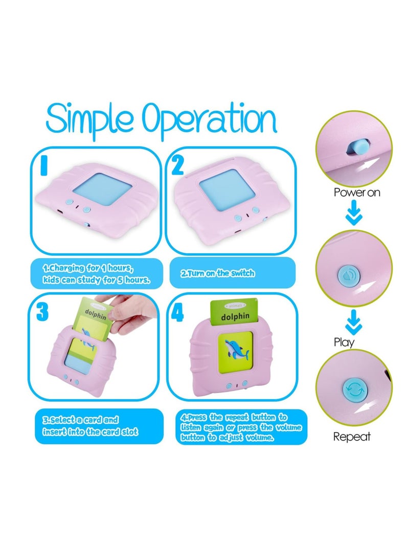 MAGIC VAULT Flash Cards Learning Toys for 2 3 4 5 6 Year Old Kids, Boys and Girls Autism Sensory Toys, 112 Pcs 224 Sight Words with Audible Sound Birthday Gifts for Kids Pink - Image 5