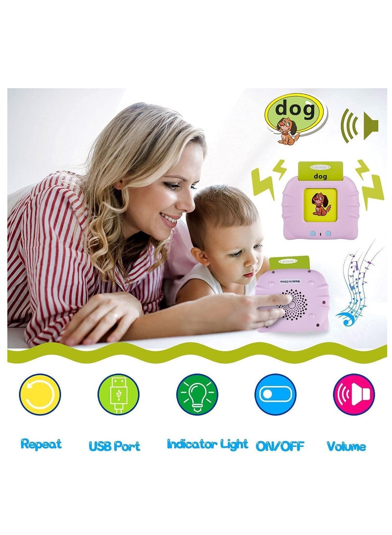 MAGIC VAULT Flash Cards Learning Toys for 2 3 4 5 6 Year Old Kids, Boys and Girls Autism Sensory Toys, 112 Pcs 224 Sight Words with Audible Sound Birthday Gifts for Kids Pink - Image 1