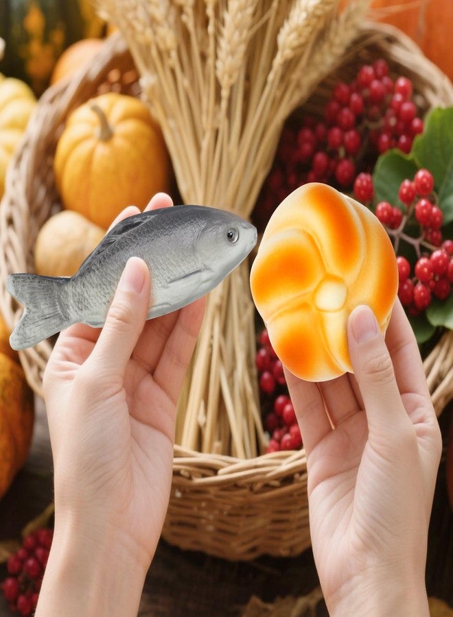 jiebor 5pcs Fake Bread and 2pcs Fake Fish Realistic Toy Artificial Small Rubber Fish Bread for Kitchen Home Market Restaurant Display Halloween Decoration - Image 2