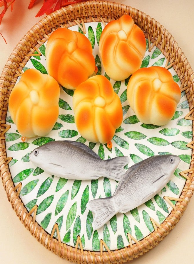 jiebor 5pcs Fake Bread and 2pcs Fake Fish Realistic Toy Artificial Small Rubber Fish Bread for Kitchen Home Market Restaurant Display Halloween Decoration - Image 3