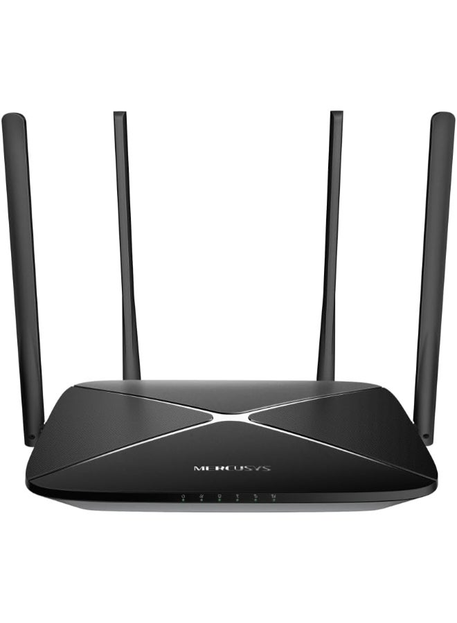 MERCUSYS AC1200 Wi-Fi 4G LTE Router, Build-In 150Mbps 4G LTE Modem
SPEED: 300 Mbps at 2.4 GHz, 867 Mbps at 5 GHz, 4G Cat4 150/50 Mbps
SPEC: 2× External Detachable LTE Antennas, 2× External Fixed Wi-Fi Antennas,  3× 10/100 Mbps LAN Ports, 1× 10/100 Mbps WAN/LAN Port, FDD-LTE (B1/B3/B5/B7/B8/B20/B28), TDD-LTE (B38/B40), HSPA+/UMTS (B1/B5/B8)
FEATURE: MERCUSYS APP, Nano SIM Card Plug and Play, 3G/4G Router/Wi-Fi Router Mode, SMS, IPv6, Parental Controls Black - Image 2