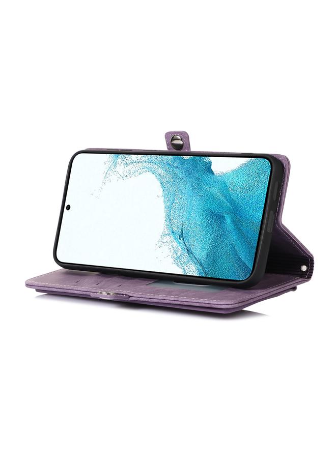 erorex Case For Samsung Galaxy S23 5G Zipper Card Slot Buckle Wallet Leather Phone Case - Image 5