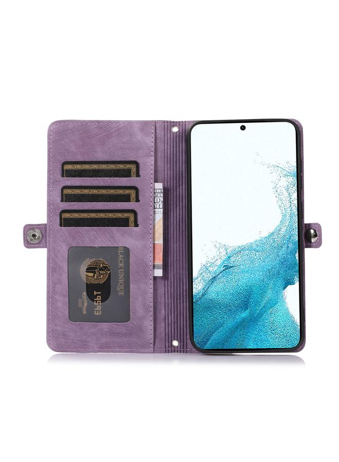 erorex Case For Samsung Galaxy S23 5G Zipper Card Slot Buckle Wallet Leather Phone Case - Image 4