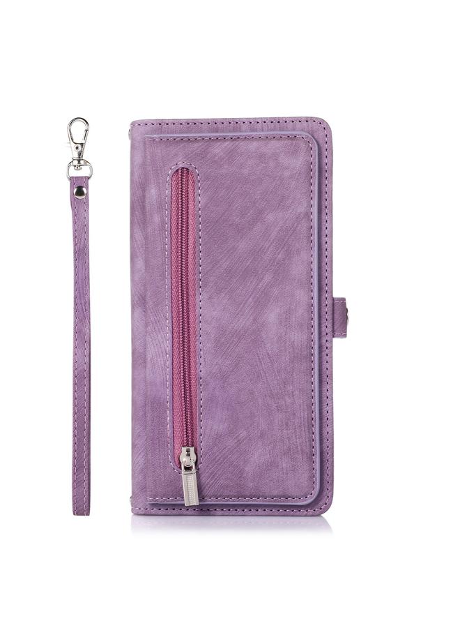 erorex Case For Samsung Galaxy S23 5G Zipper Card Slot Buckle Wallet Leather Phone Case - Image 2