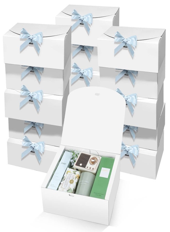 PEKGRIL 15 PCs Gift Boxes with Lids, White 10X8X4 Inch Gift Boxes, Bridesmaid Proposal Box with Ribbon, Kraft Paper Boxes for Wedding, Packaging, Present, Birthday, Christmas, Party - Image 1