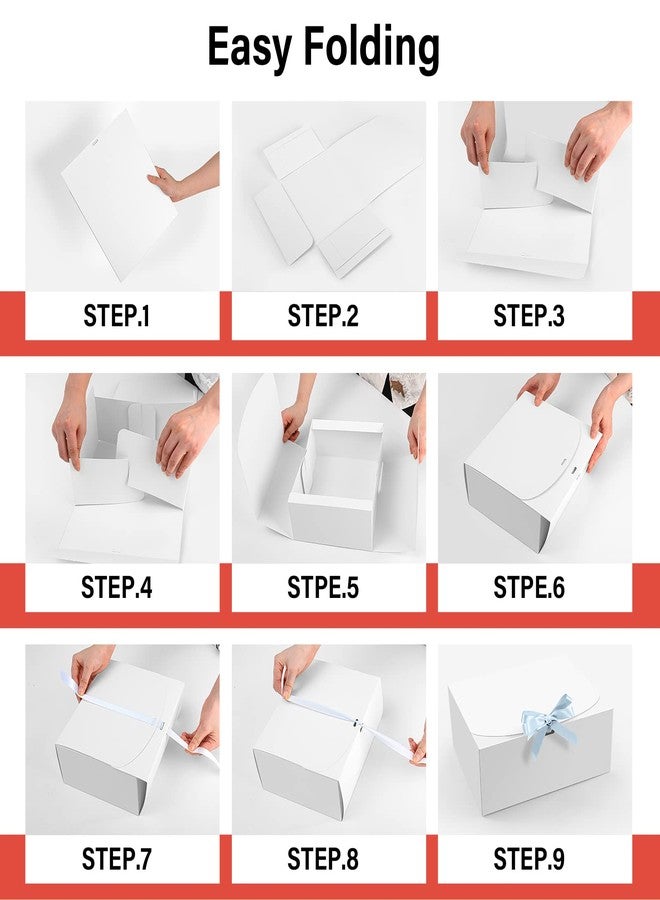 PEKGRIL 15 PCs Gift Boxes with Lids, White 10X8X4 Inch Gift Boxes, Bridesmaid Proposal Box with Ribbon, Kraft Paper Boxes for Wedding, Packaging, Present, Birthday, Christmas, Party - Image 3