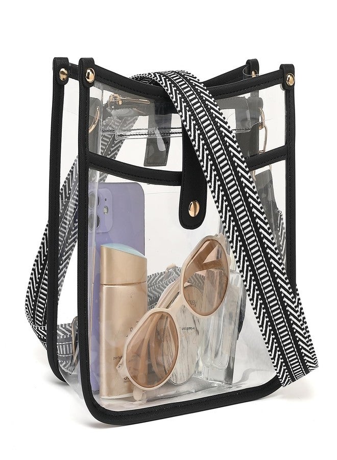 LOXOMU Clear Bag for Stadium Events - Clear Crossbody Bag Stadium Approved with Guitar Strap, Clear Stadium Bags for Women for Concerts, Festival - Image 1