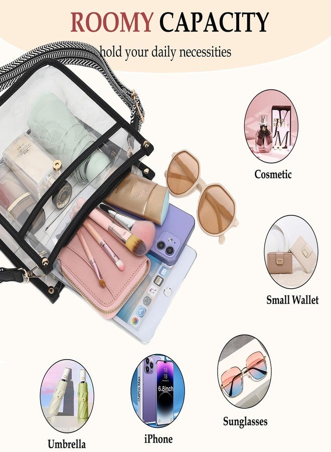 LOXOMU Clear Bag for Stadium Events - Clear Crossbody Bag Stadium Approved with Guitar Strap, Clear Stadium Bags for Women for Concerts, Festival - Image 4
