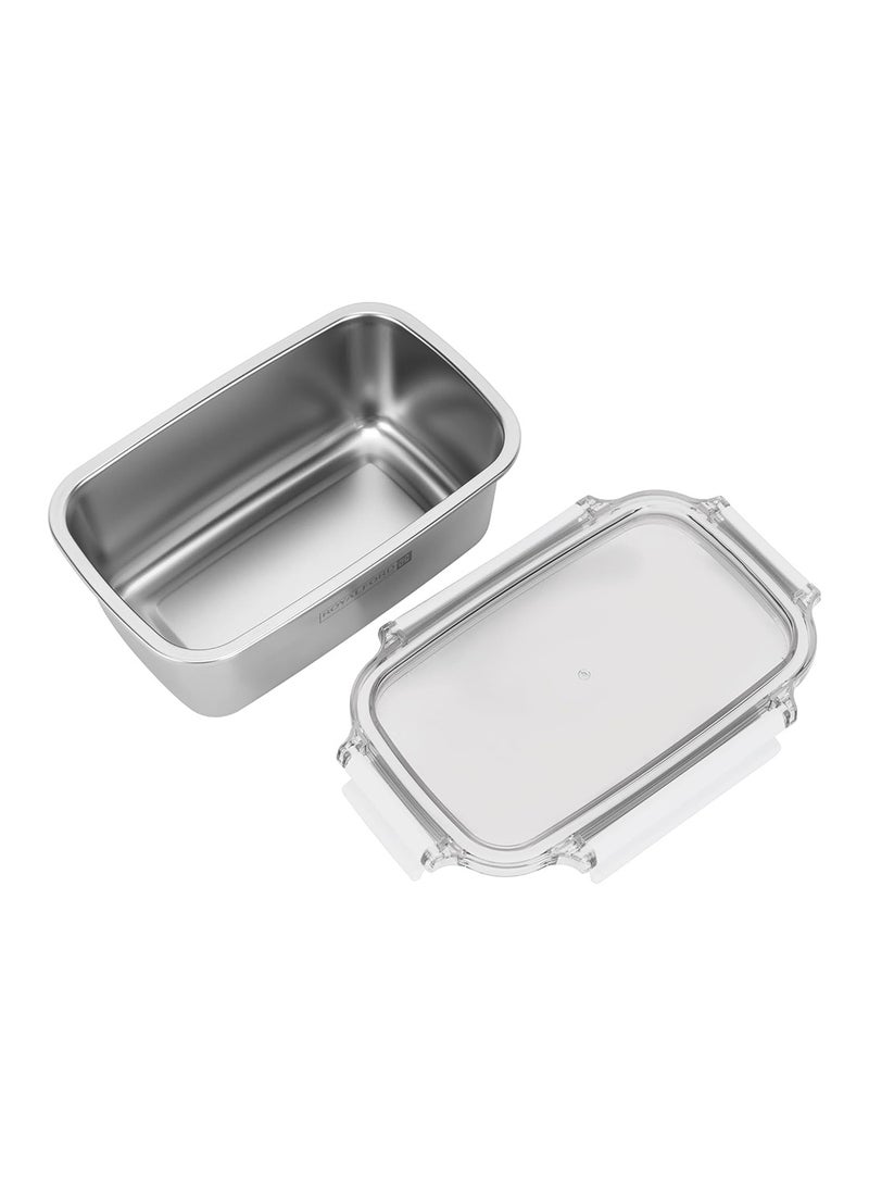 Royalford 1000ml Stainless Steel Lunch Box RF12172 Rectangle Tiffin with Polymer Lid, 4 Side Locks Food-Grade, BPA-Free, Airtight and Leakproof Containers for Kids and Adults - Image 3