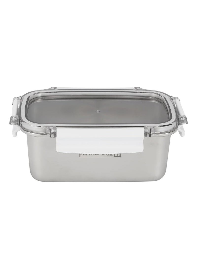 Royalford 1000ml Stainless Steel Lunch Box RF12172 Rectangle Tiffin with Polymer Lid, 4 Side Locks Food-Grade, BPA-Free, Airtight and Leakproof Containers for Kids and Adults - Image 5