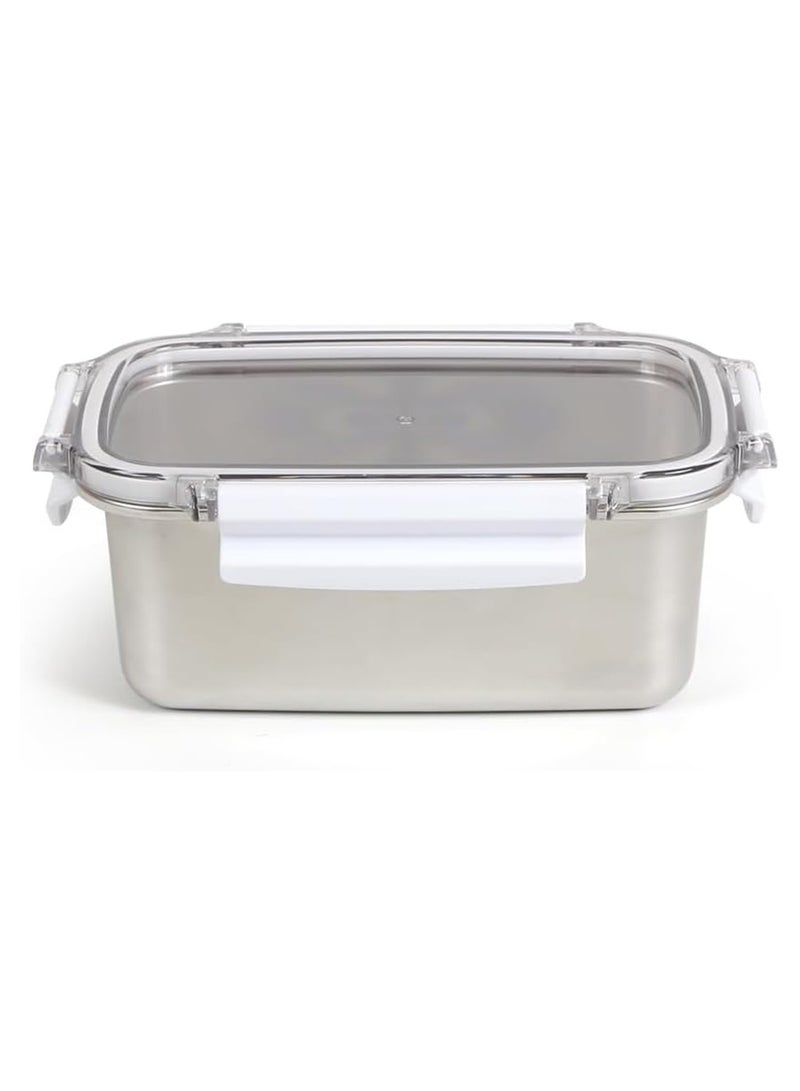 Royalford 1000ml Stainless Steel Lunch Box RF12172 Rectangle Tiffin with Polymer Lid, 4 Side Locks Food-Grade, BPA-Free, Airtight and Leakproof Containers for Kids and Adults - Image 4