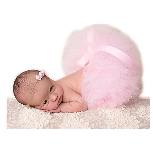 Hobees Hobees Fashion Unisex Newborn Girl Baby Outfits Photography Props Headdress Tutu Skirt (Pink)  - Image 1