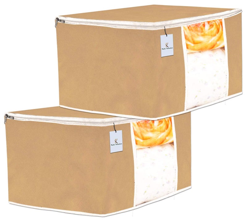 Kuber Industries Kuber Industries 2 Piece Non Woven Underbed Storage Bag Storage Organiser Blanket Cover with Transparent Window Extra Large Brown CTKTC134834 - Image 1