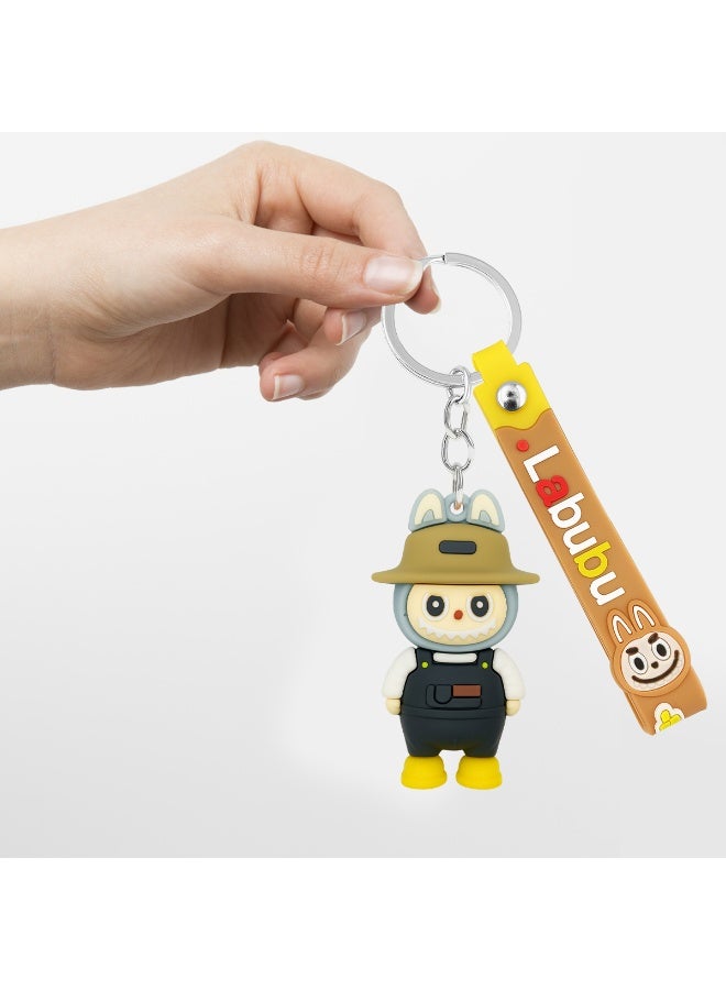 Labubu Cartoon Character Keychain | Soft PVC Rubber Keyring with Strap | Cute Doll Design for Bags, Keys, and Backpacks | Durable Metal Chain | Gift for Friends, Kids & Family - Image 3
