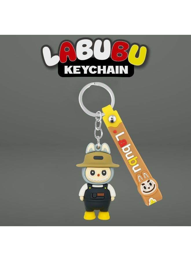 Labubu Cartoon Character Keychain | Soft PVC Rubber Keyring with Strap | Cute Doll Design for Bags, Keys, and Backpacks | Durable Metal Chain | Gift for Friends, Kids & Family - Image 1