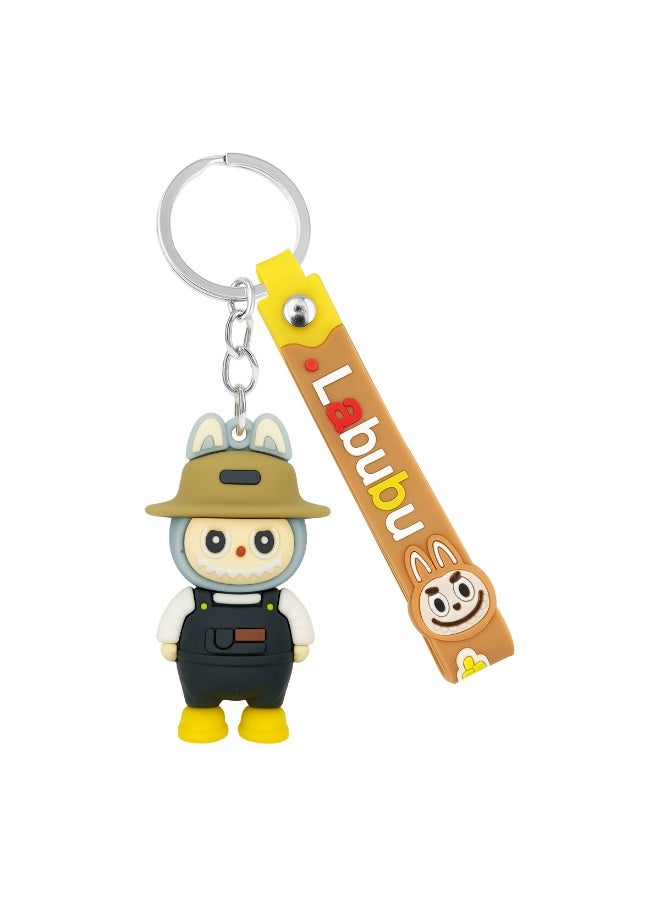 Labubu Cartoon Character Keychain | Soft PVC Rubber Keyring with Strap | Cute Doll Design for Bags, Keys, and Backpacks | Durable Metal Chain | Gift for Friends, Kids & Family - Image 2
